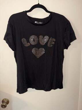 Sistas Cute & Cropped Leopard Print LOVE Graphic Baby Tee, Size 1X